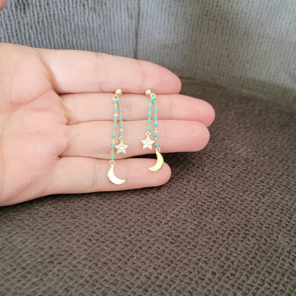 Elements Dangling Moon🌙 and Star⭐ Earrings - Picture 15 of 16